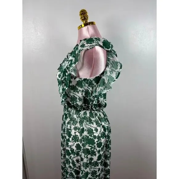 Sienna Sky Green Floral Ruffle Midi Dress Cottagecore Feminine Spring Summer S - Picture 5 of 8